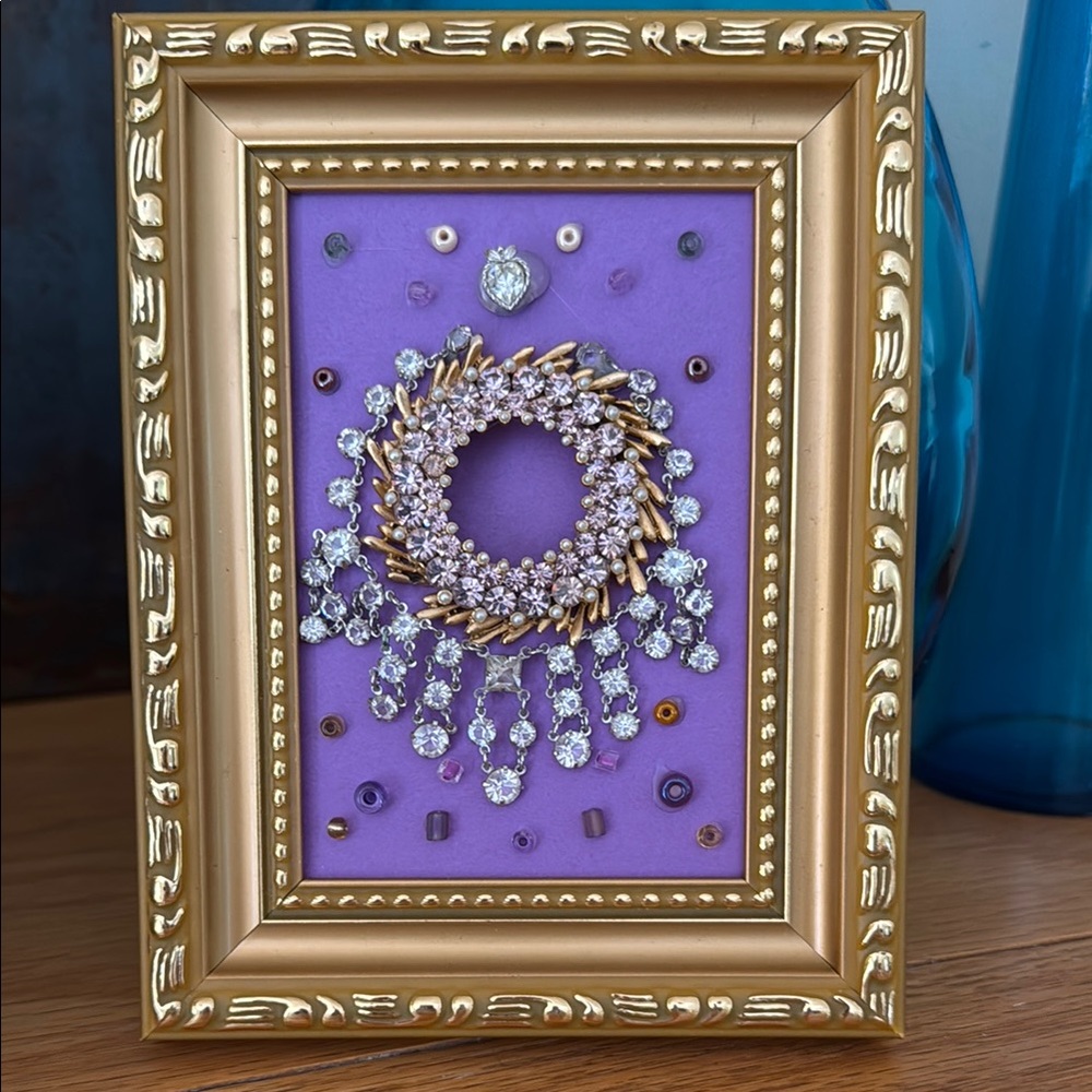 5 x 7” Original jewelry art with pink silver and gold accents and be…